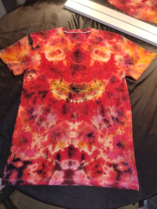 Ice dyed Tie-Dye "Tiki Man Inferno" T shirt size Medium