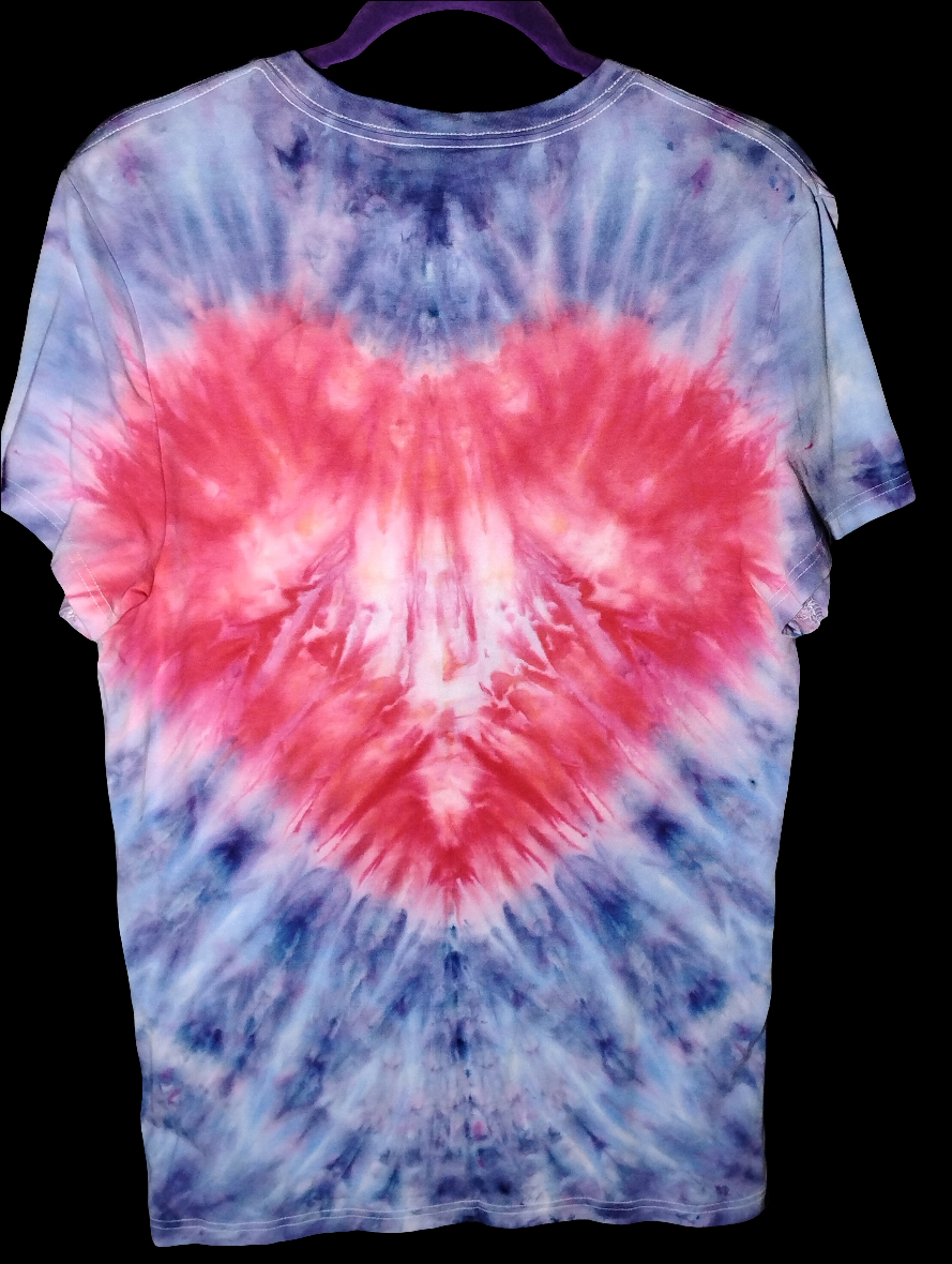 Tie-dyed heart on a lady's size medium shirt