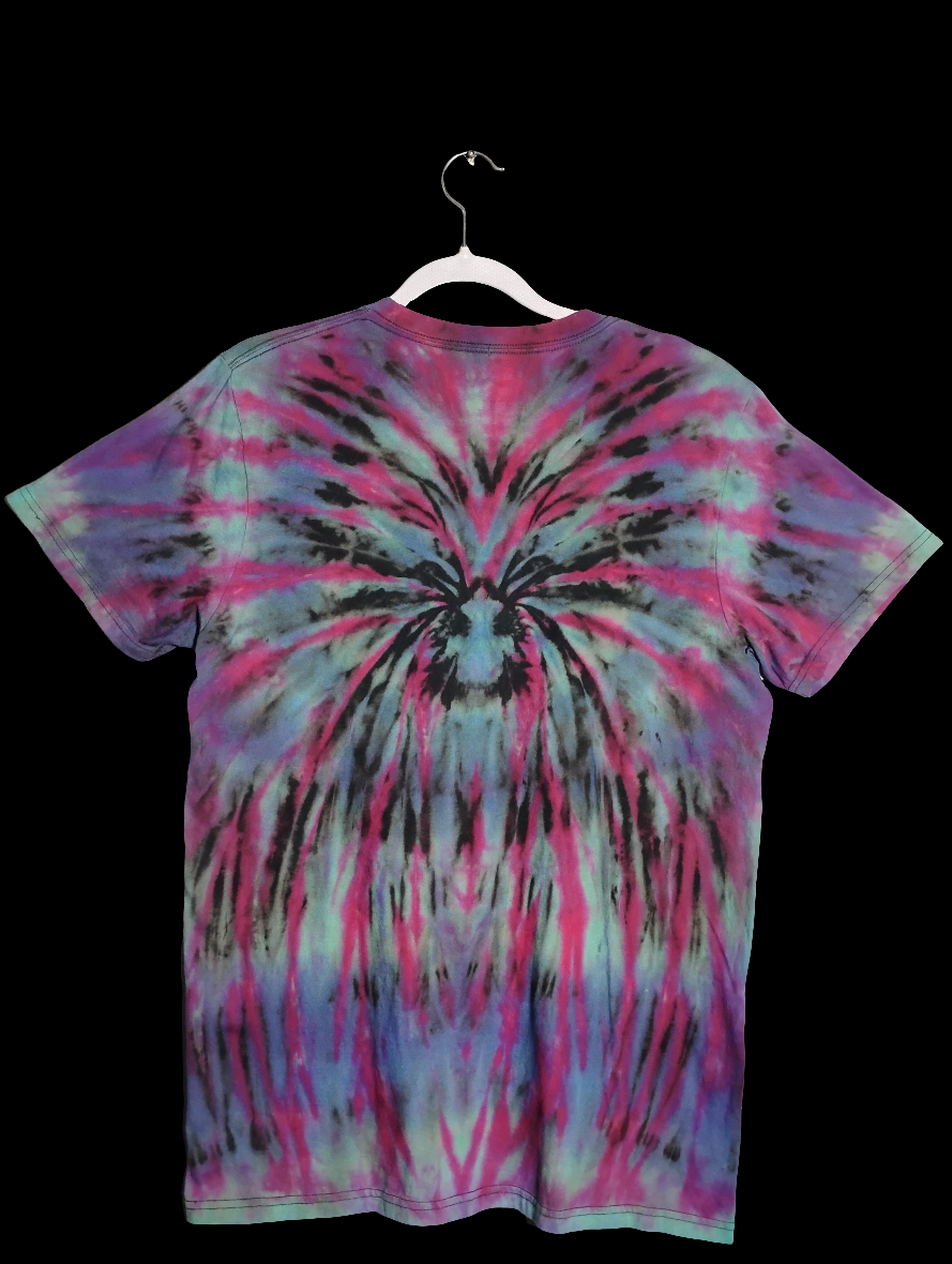 Reverse tie dye spider technique over a size medium shirt