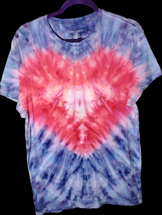 Tie-dyed heart on a lady's size medium shirt