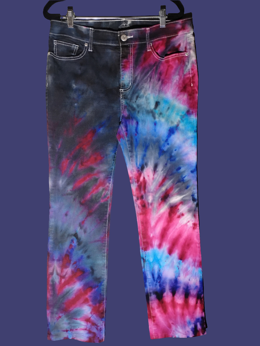 Peacock fanfold Ice-Dyed size 12 ladies jeans